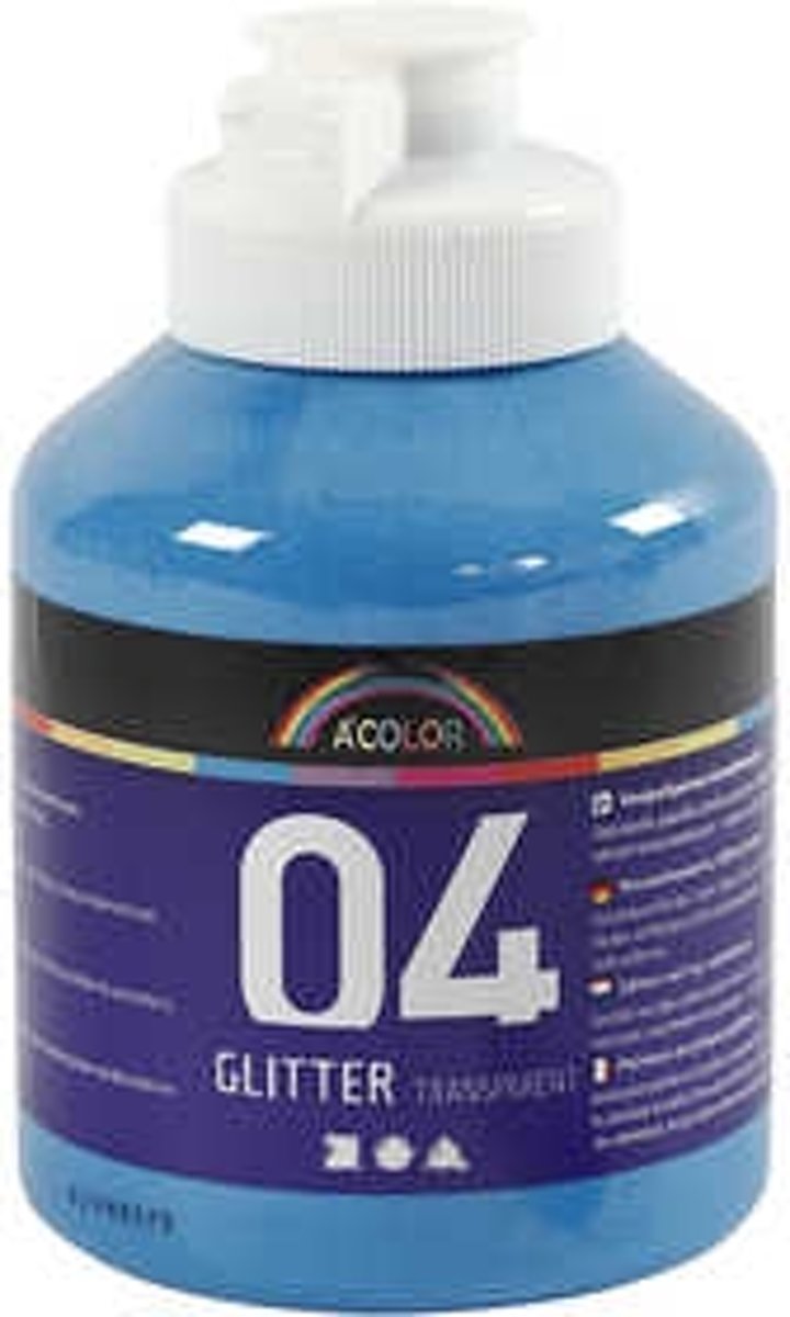 A-Color acrylverf, blauw, 04- glitter, 500ml [HOB-32506]